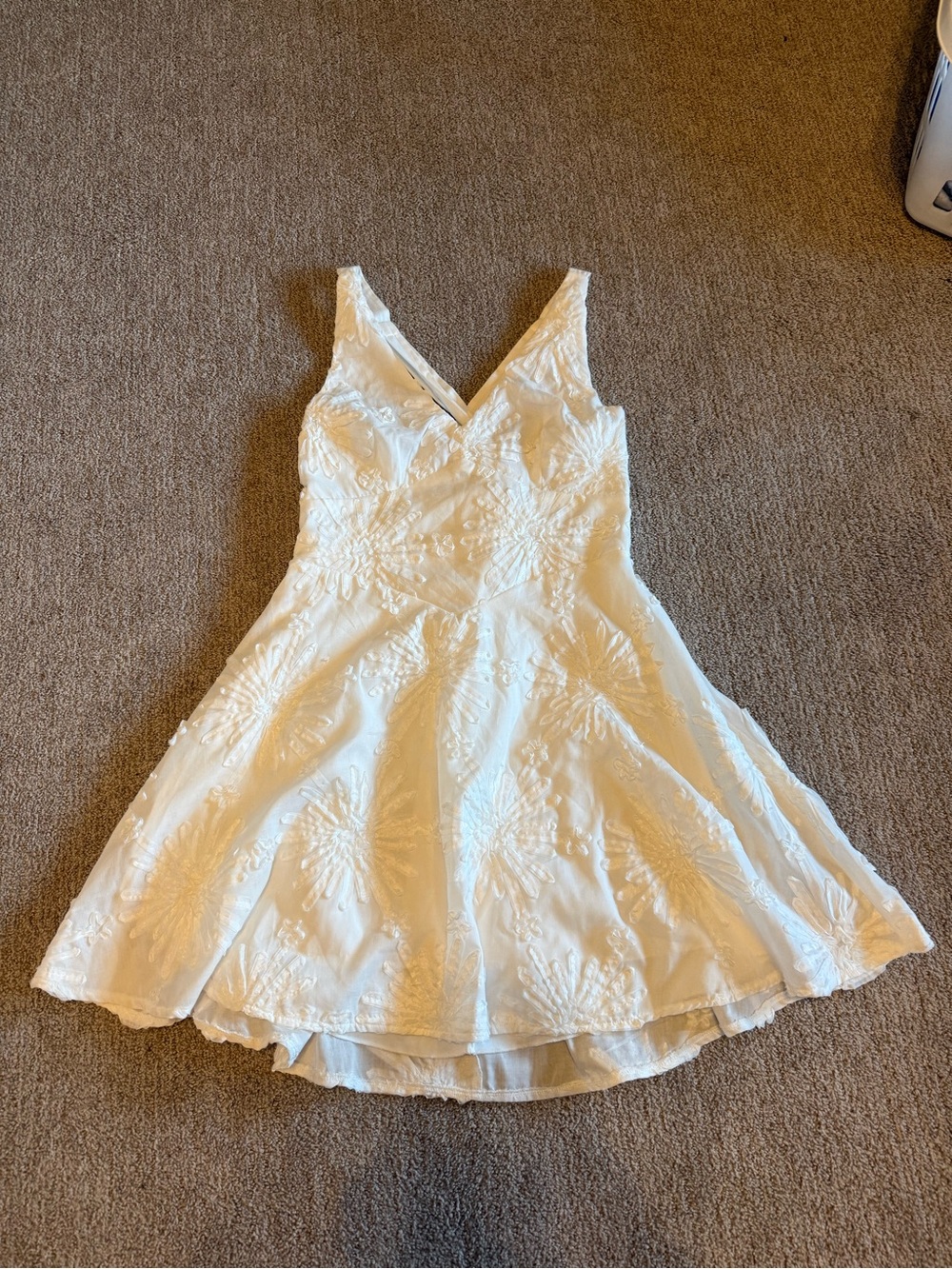 Altar'd State White Floral Embroidered V-Neck Mini Dress